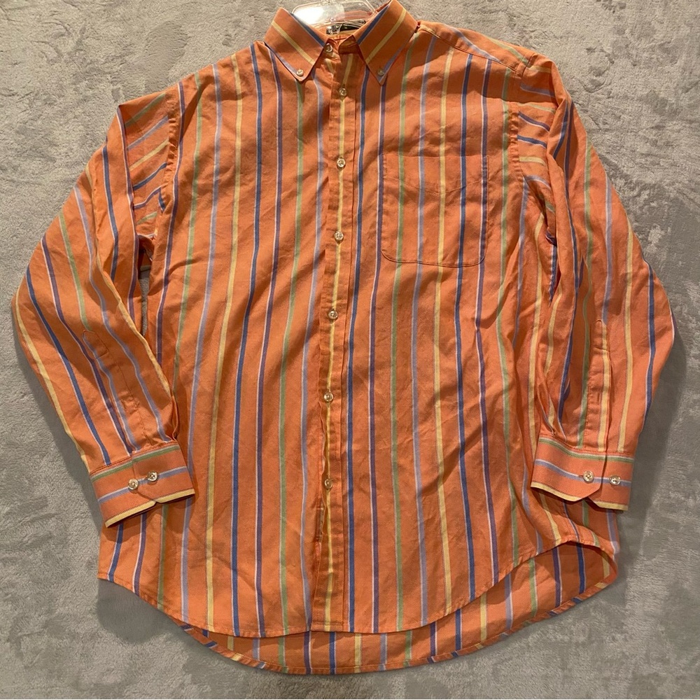 Orvis Shirt Men’s Medium Oran Striped Cotton Long Sleeve Button Down